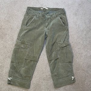 Joie Olive Green Corduroy Cargo Capris